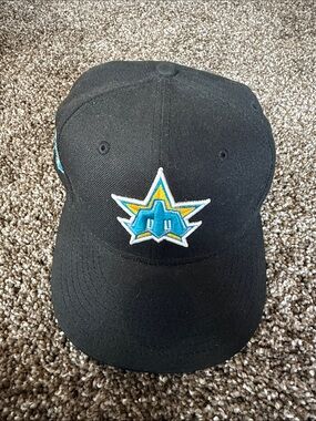 Black Snapback Hat with Teal & Yellow Star Logo
